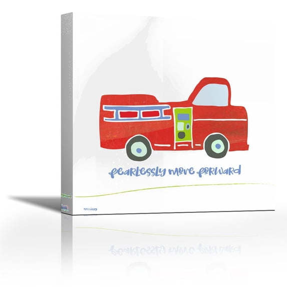 Go Fearlessly Firetruck - Contemporary Fine Art Giclee on Canvas Gallery Wrap - wall décor - Art painting - 27 x 27 Inch - Ready to Hang