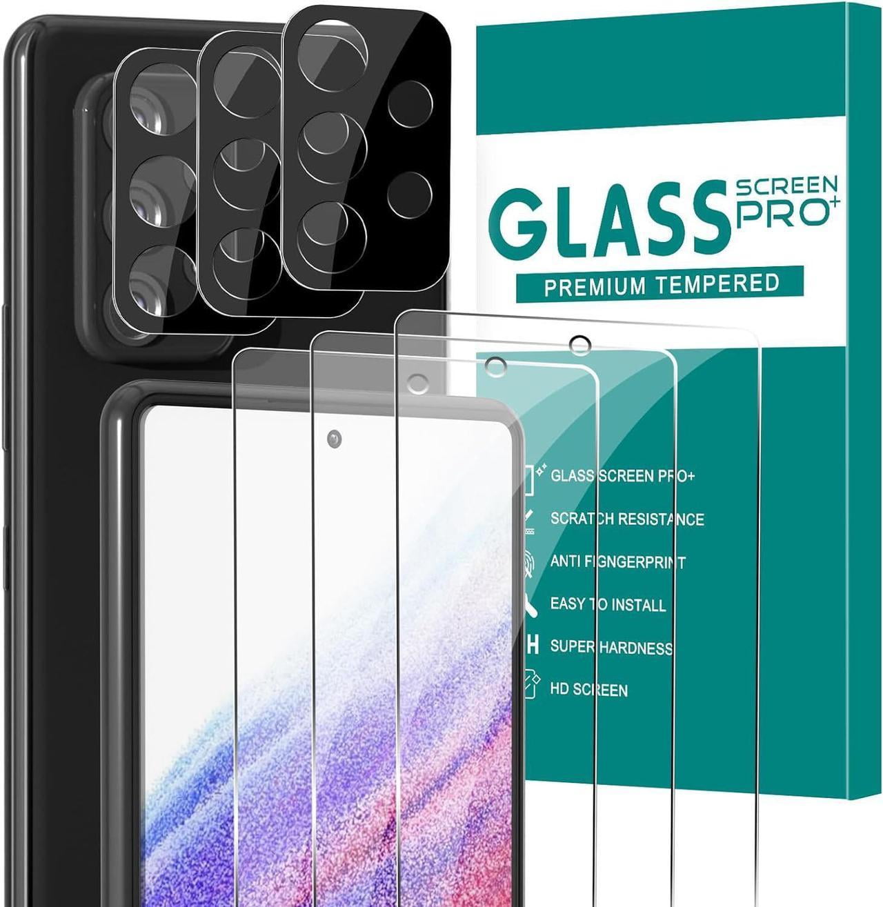 [3+3 Pack] Glass Screen Protector for Samsung Galaxy A53 with Camera Lens Protector, 3D Curved, 6.5 inch 2022 9H Tempered Glass for Galaxy A53 Glass Screen Protector