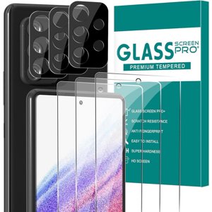 [3+3 Pack] Glass Screen Protector for Samsung Galaxy A53 with Camera Lens Protector, 3D Curved, 6.5 inch 2022 9H Tempered Glass for Galaxy A53 Glass Screen Protector