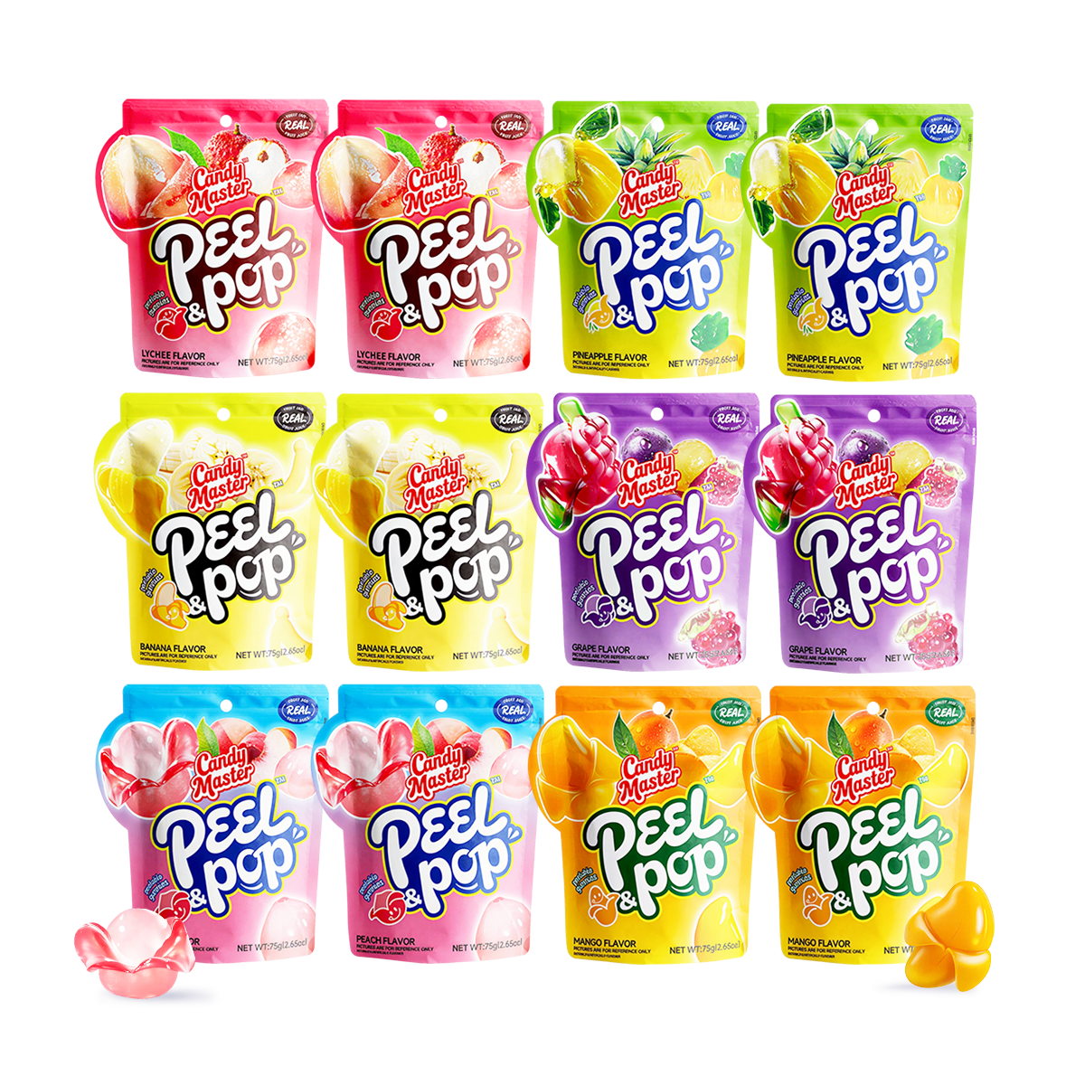 Candy Master Peel & Pop Peelable Gummy Candy, 12-Pack Variety Flavors