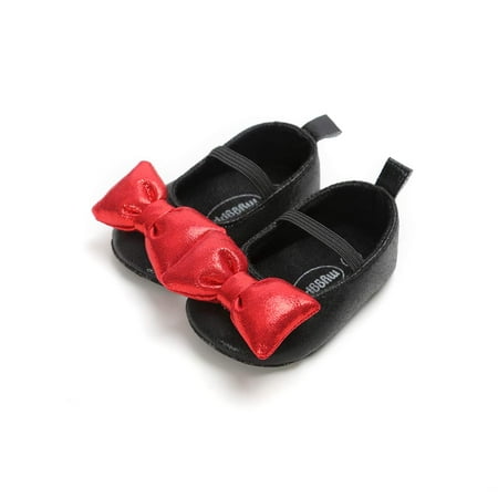 

Baby Girl Princess Shoes Sole Crib Leather Shoes Wedding Party Big Bowknot First Walkers Prewalker