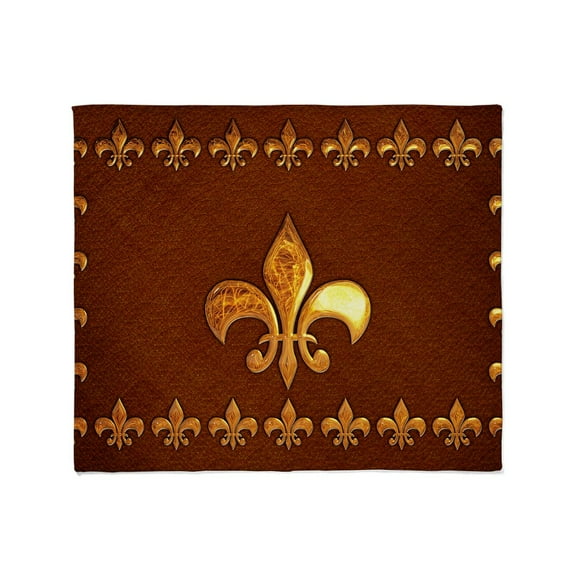 CafePress - Old Leather With Gold Fleur De Lys Throw Blanket - Soft Fleece Throw Blanket, 50"x60" for All Ages