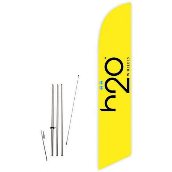 Cobb Promo h2o Wireless Yellow Feather Flag with Complete 15ft Pole kit and Ground Spike