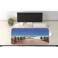thumbnail image 2 of Beach Computer Mouse Pad, Walkway Heads to Sandy Beach Resort in Cuba Summer Day Hot Burnt Ocean, Rectangle Non-Slip Rubber Mousepad X-Large, 35" x 15", Chocolate Navy Turquoise, by Ambesonne, 2 of 2