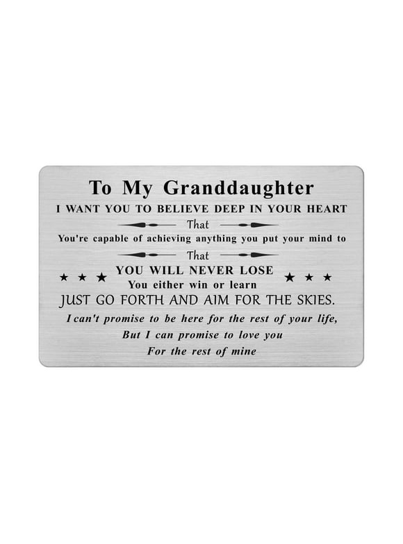 FALOGIJE To My Granddaughter Engraved Wallet Card, Granddaughter Gifts From Grandma, Personalized Granddaughter Birthday Gift, Graduation
