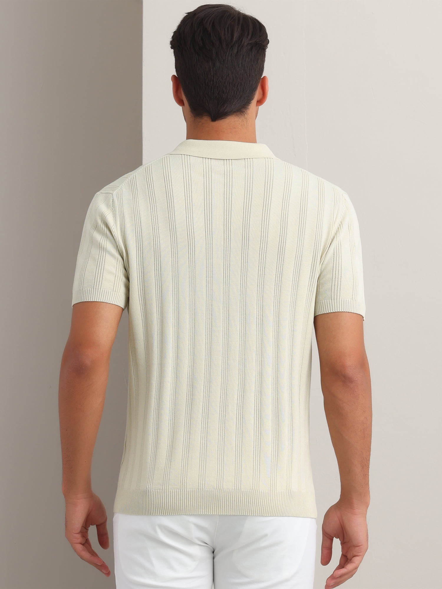 DARING DIVA Men's Short Sleeve Button Regular Fit Knit Texture Polo Shirt XL Apricot