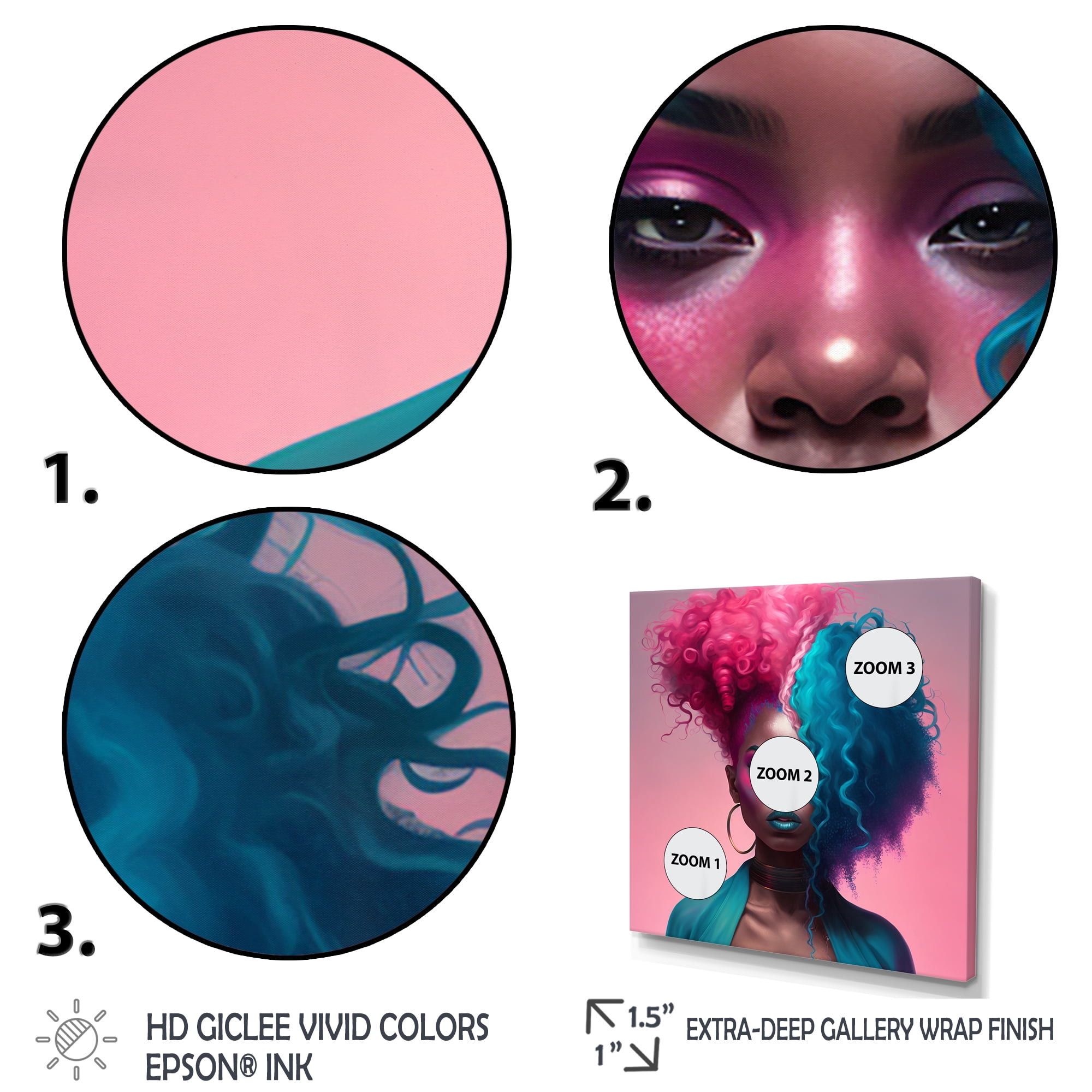Designart Hip Hop Girl With Pink And Blue Hair I Canvas Wall Art