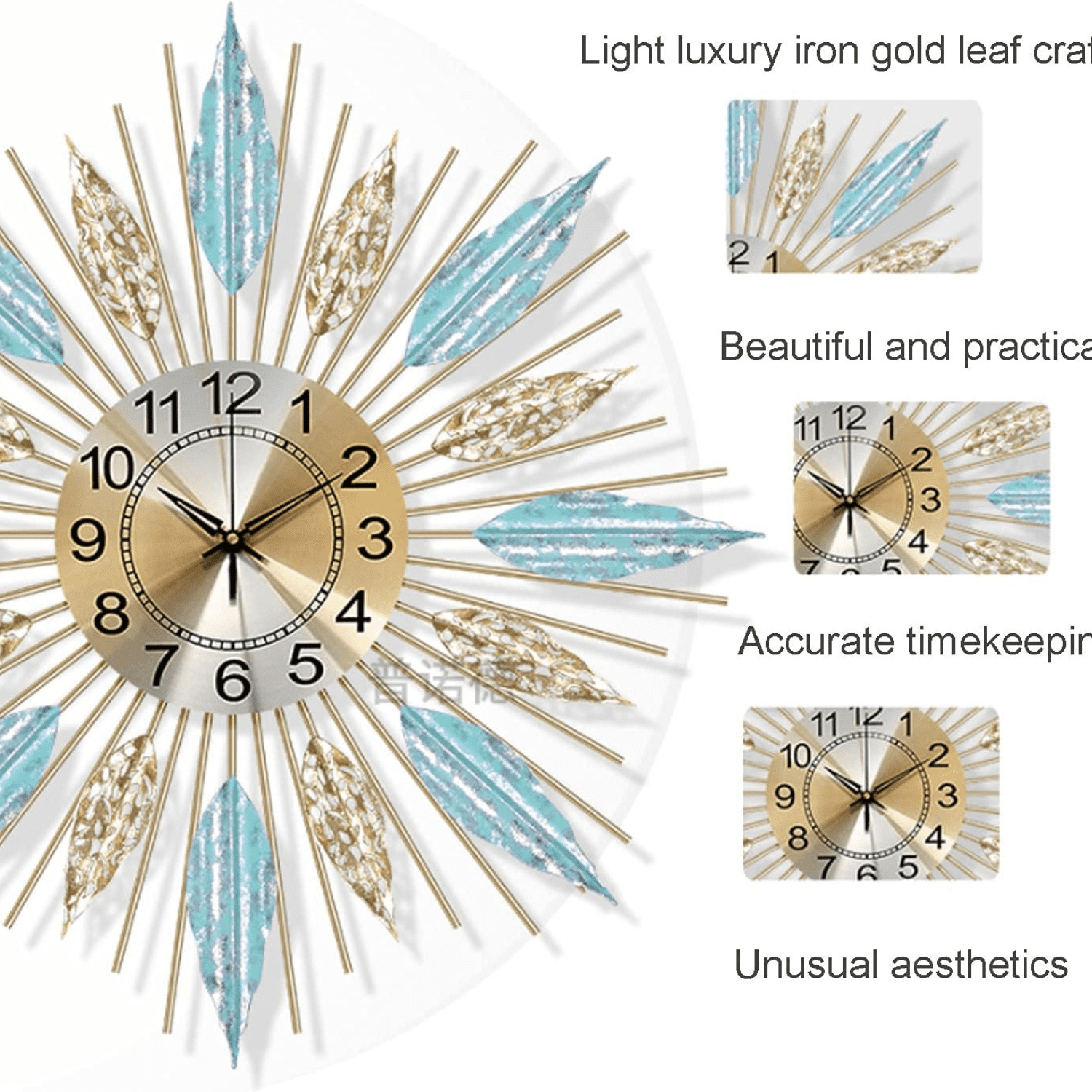 Large Decorative Wall Clock for Home Office, Silent Non-Ticking Metal Analog Clock, Easy to Read Battery Operated School Clock for Living Room Bedroom Kitchen Decor