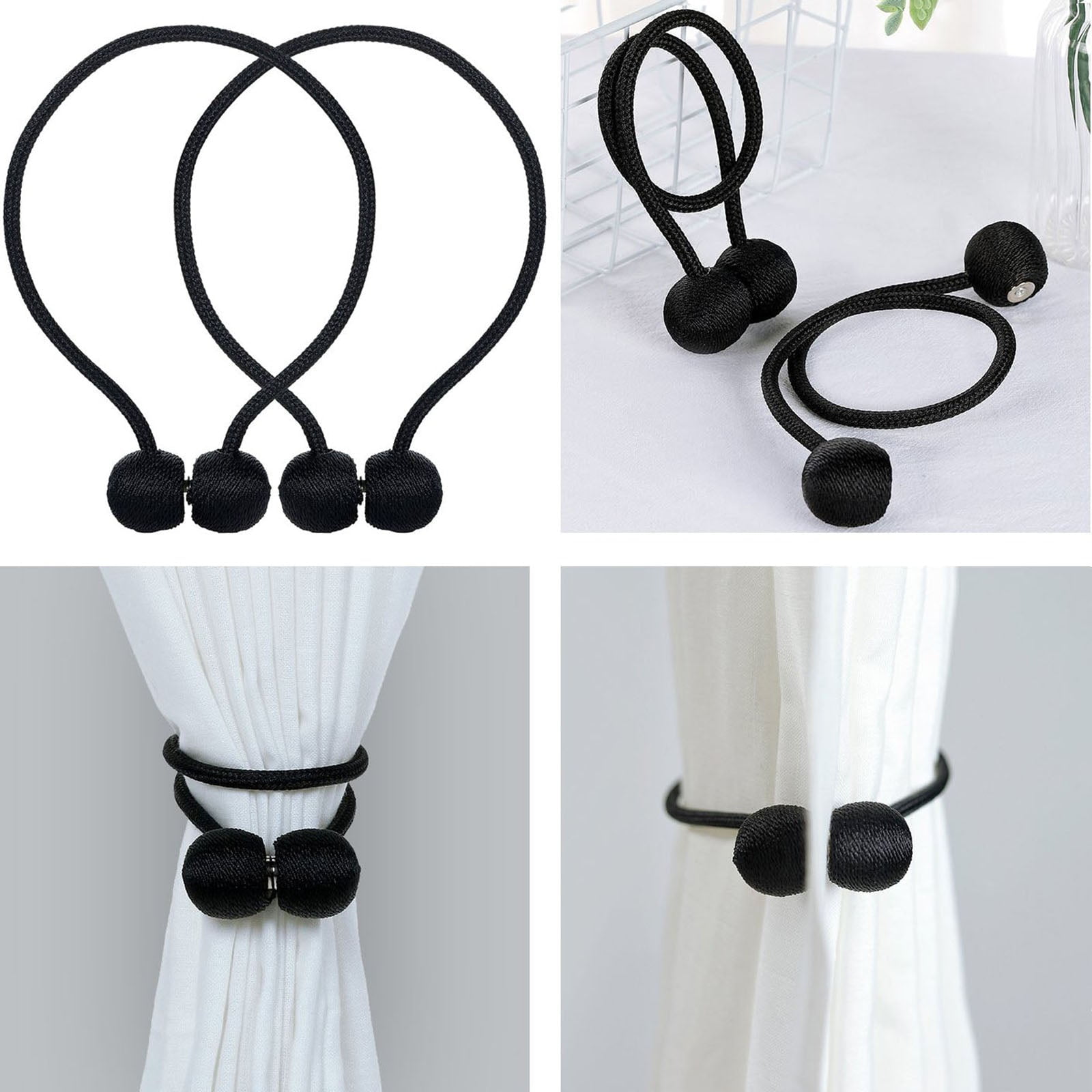 Details about   STRING NET CURTAIN TIE BACK BLACK CIRCLE 
