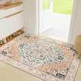 thumbnail image 2 of Buganda 2'x3' Small Area Rug, Non Slip and Low Pile Door Mat, Vintage Distress Print Pattern Carpet, Machine Washable rugs for Entrance, Pink, 2 of 7
