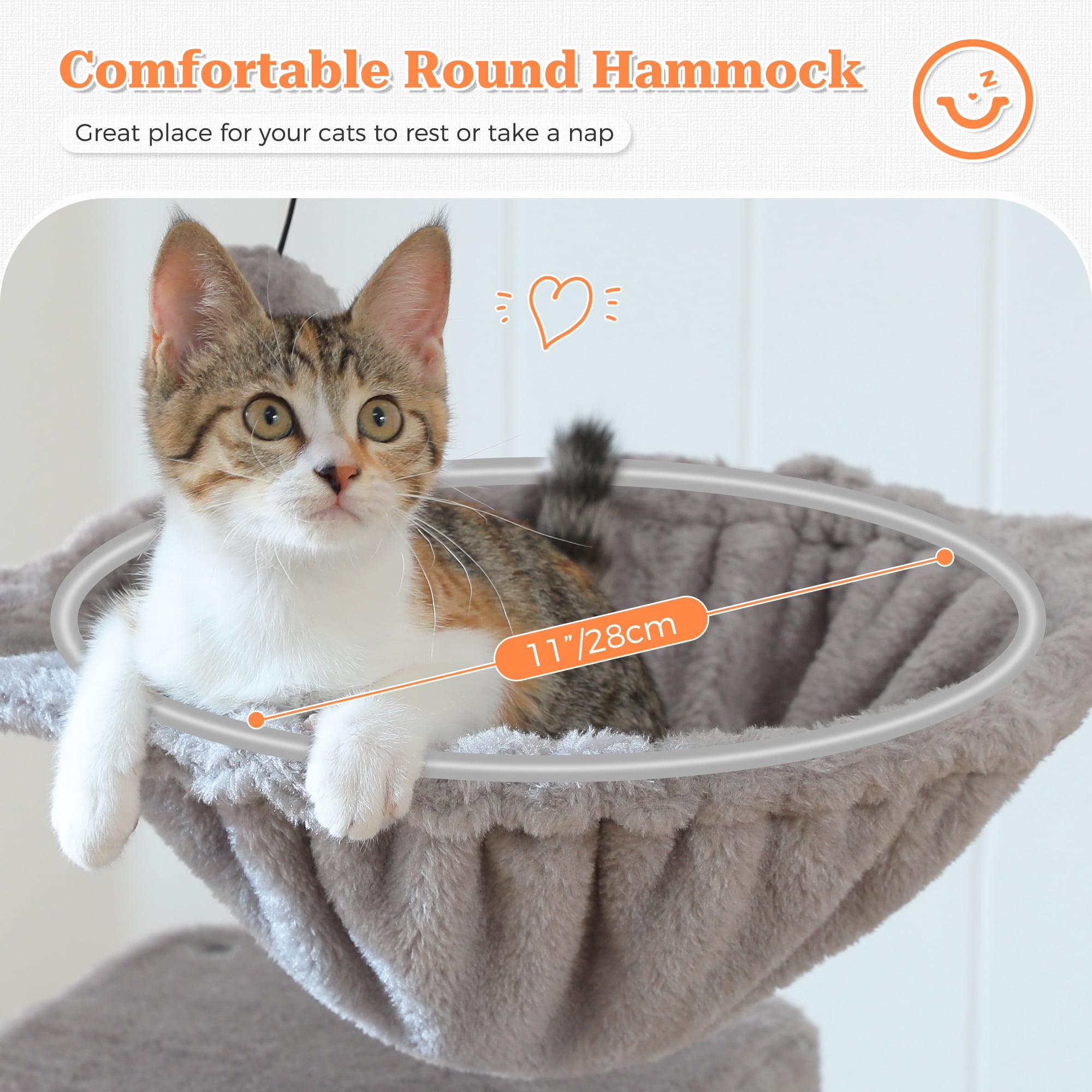 PAWZ Road 49" Large Cat Tree Multi-Level Scratcher with Two Hammocks&Condo for Indoor Cats Gray