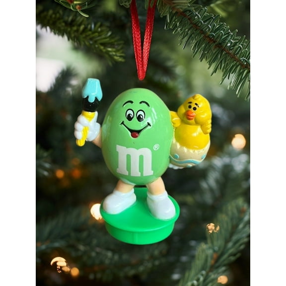 Ornament Green M&M M & M PVC Figure Figurine Holiday Charm Dangler 3” Gift Rare