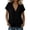 C-Black25, variant on Deep V Neck T Shirts For Women Short Sleeve Ruffle Hem Solid Color Loose Fit Basic Tee Casual Daily Wear Versatile Tops