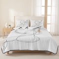 thumbnail image 3 of Twin XL Quilt Set 68''x98'', Modern White Lightweight Summer Bedspread Coverlet Set with 2 Pillow Shams, Minimalist Abstract Ribbon A Sketch Rt Breathable All Season Quilt Bedding for Dorm/Guest Room, 3 of 9