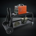 thumbnail image 4 of Welding Cart, 110lbs Capacity, 2-Tier Trolley with Black Spraying Surface, Raised Edge to Prevent Tool Fall, Large Rear Wheel for Gas Bottle Support, Mobile &&nbsp; Design for Workshops, 4 of 6