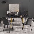 thumbnail image 6 of Magic Home 53.15” Black Sintered Stone Round Dining Table with 23.62” Black Slate Round Turntable for 6 People with Gold Sturdy Metal Legs, 6 of 6