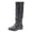 Grey, variant on Pandaie Womens Retro Slouchy Mid Calf Boots Soft Leather Flat Shoes Casual Classic Low Heel Round Toe Pull on Fall Winter Booties for Work Office Walking Black 6