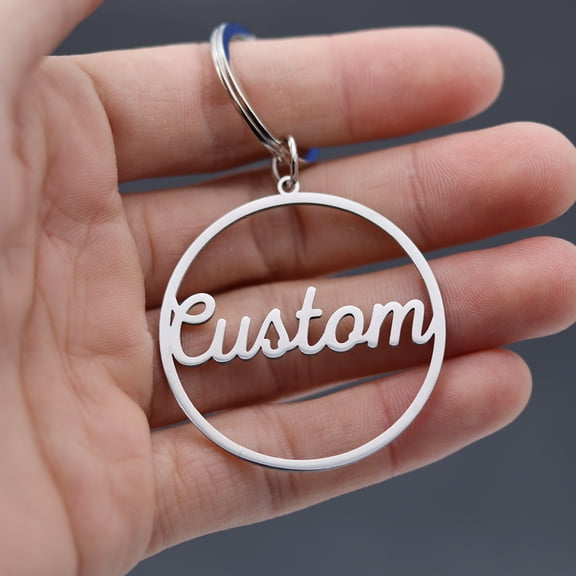 Custom Name Circle Keychain Stainless Steel Jewelry Personalized Pendant Key Chain for Women Men Birthday Gifts Keyring
