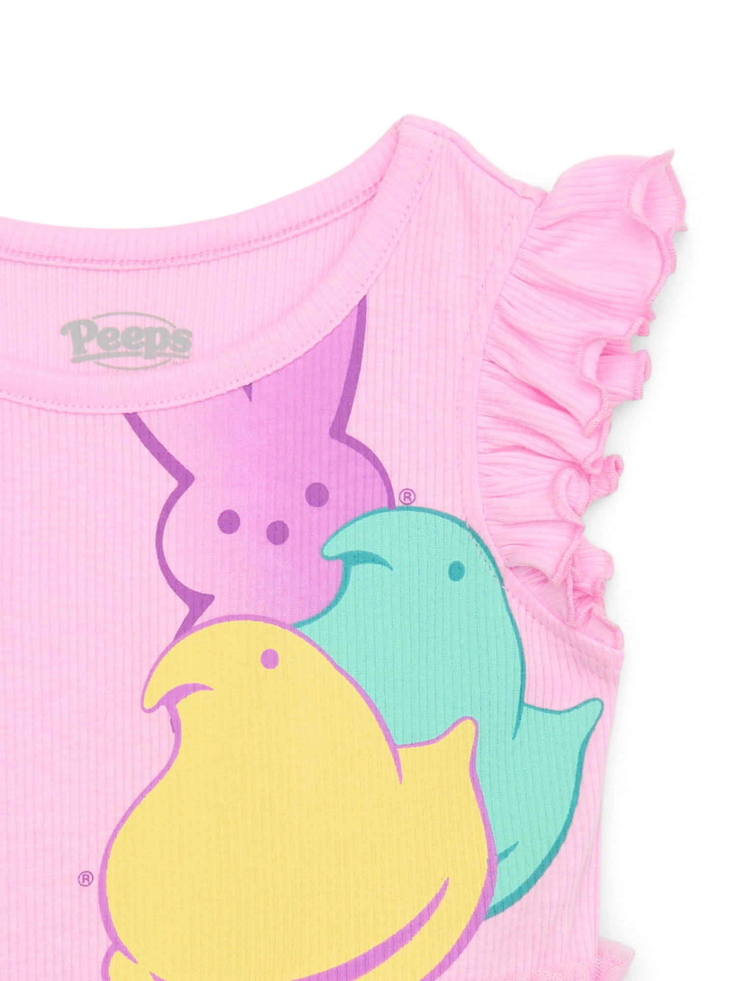 Peeps Toddler Girls’ Tutu Easter Dress with Flutter Sleeves, Sizes 12M-5T