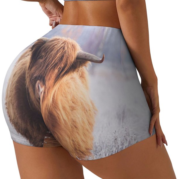 Fotbe Cow Shorts Sin Costuras – Shorts Deportivos de Cintura Alta para Mujer, Elásticos para Gimnasio, Yoga, Running o Ciclismo-Medium