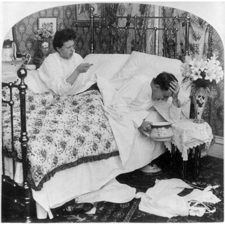 Over The Bed Decor Couple In Bed C1907 Na Woman Talking To Her Husband Who Holds His Head Over A Bedpan With The Caption I Tell You WomanS Suffrage Would Strengthen The Solar Plexus Of The World American Stereograph C19 ()