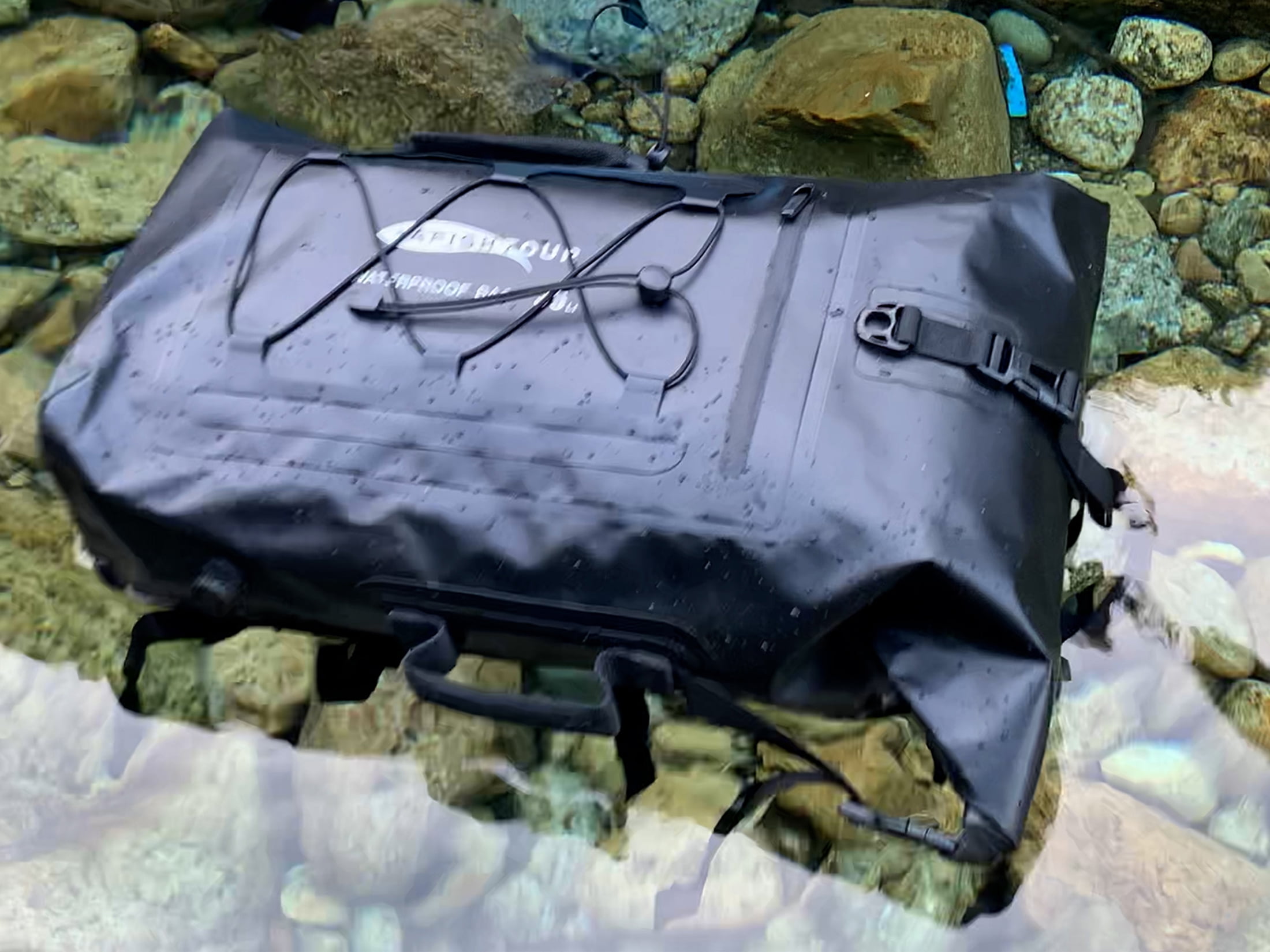AFISHTOUR Dry Bag Waterproof Backpack, 45L Roll Top Floating Dry Backpack for Kayaking, Hiking, Camping, Travel (Black)