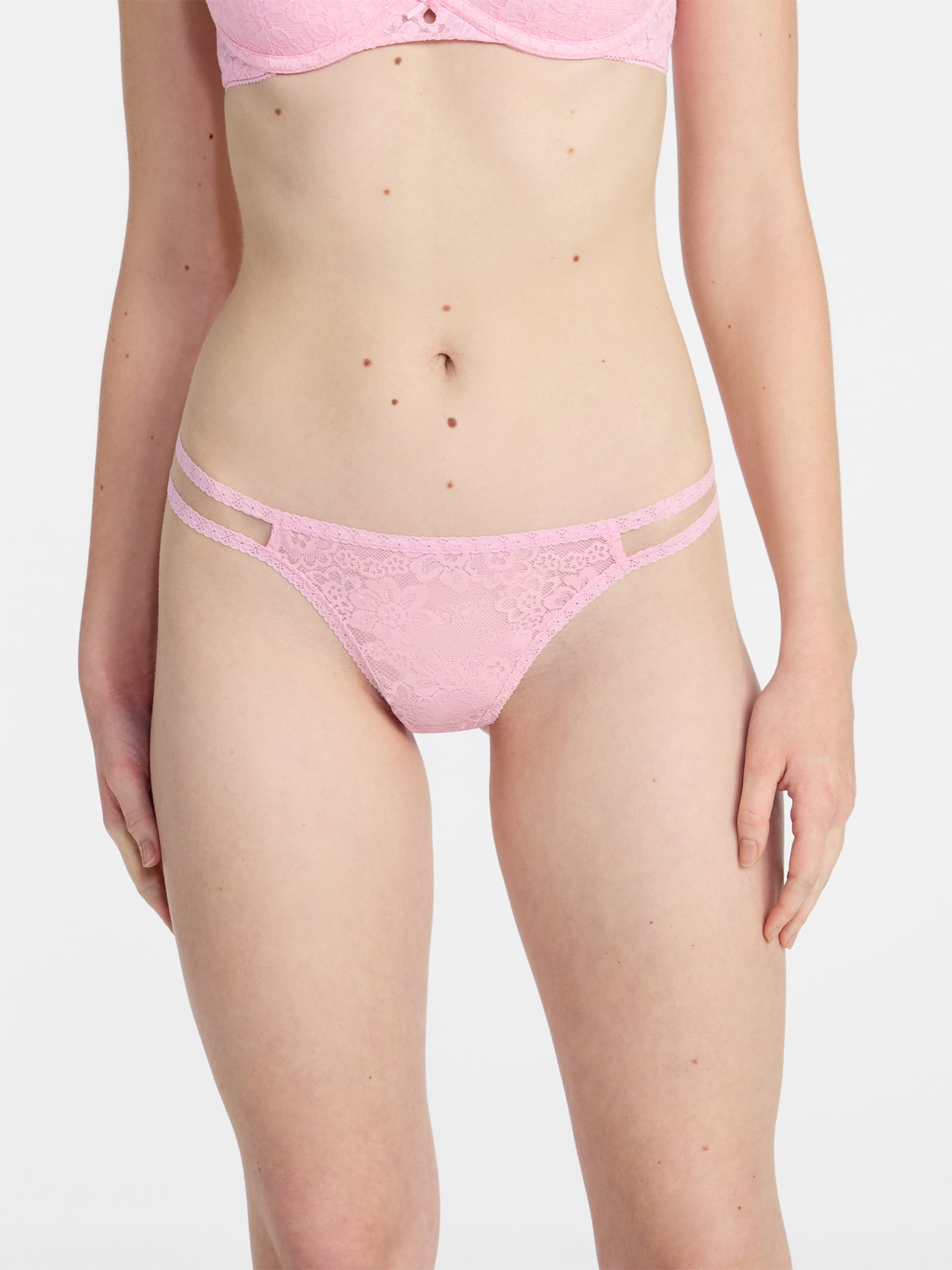 No Boundaries Strappy Lace Thong Panties, 3-Pack, Women's XS-XXXL