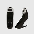 thumbnail image 4 of 2024 Satin Pumps Slim Heel Shoes For Women Buckle Rhinestone Heels Red Wedding Shoes Round Head Professional Work Shoes FGS, 4 of 6