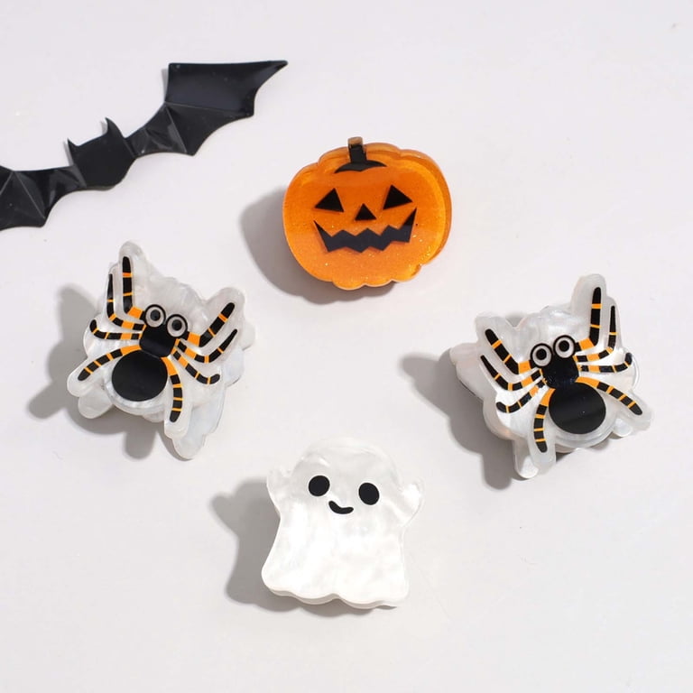 Halloween Hair Clips Set | Cute Acrylic Mini Claw Clips | Pumpkins, Bats, Ghosts Amazon.com : Mini Halloween Hair Claw Clips for Girls  main image 4