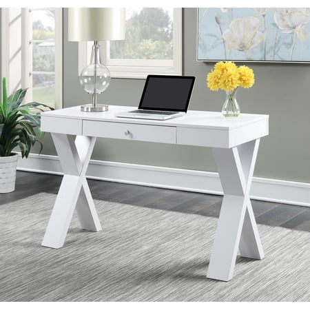 Convenience Concepts Newport 1 30 in. Tall Drawer Desk White All Ages