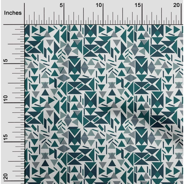 oneOone Tissu Popeline de Coton Biologique Sergé Rectangle & Triangle Géométrique Imprimé 1 Yard 42 Pouces de Large