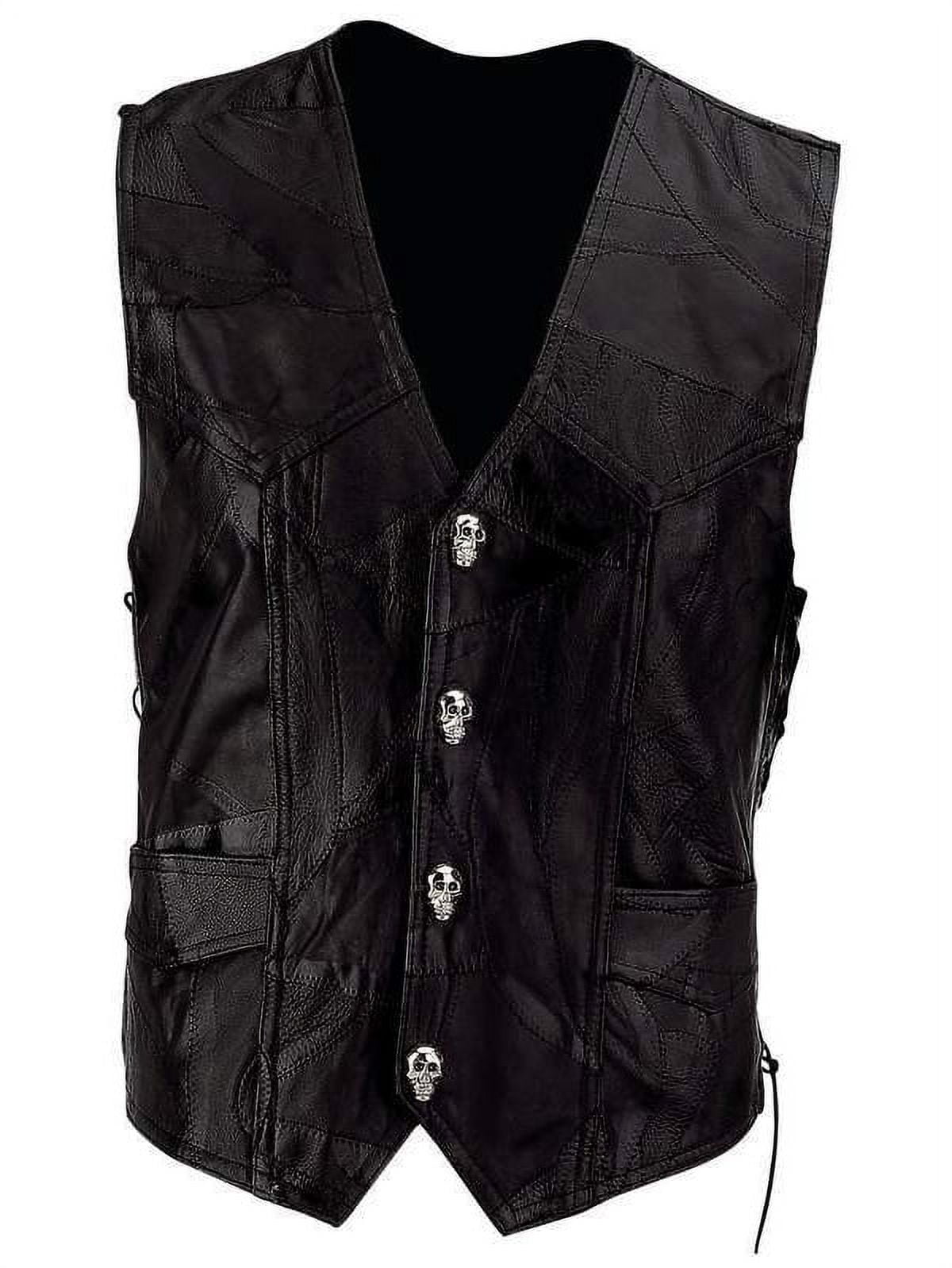 Diamond Plate Rock Design Genuine Buffalo Leather Motorcycle Vest Medium GFVSCBM Walmart