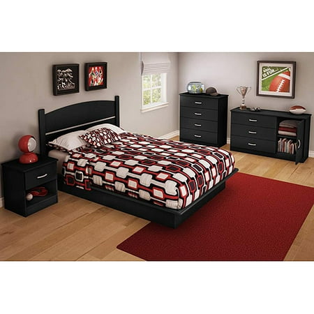 South Shore Smart Basics 3 Drawer Dresser With Door Black