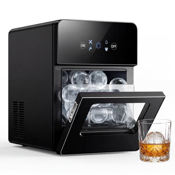 Simzlife Sphere Ice Machine, 108 Pcs/Day, 2.4" Crystal Clear Ice Ball Maker with Self-Cleaning & Timer, Large Capacity Ice Maker for Home Bar, Whiskey & Cocktails