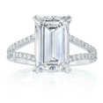 thumbnail image 2 of HeartsAndYou 2.3ct Emerald Cut Moissanite Engagement Ring for Women 18k White Gold over Silver Split Shank, 2 of 7