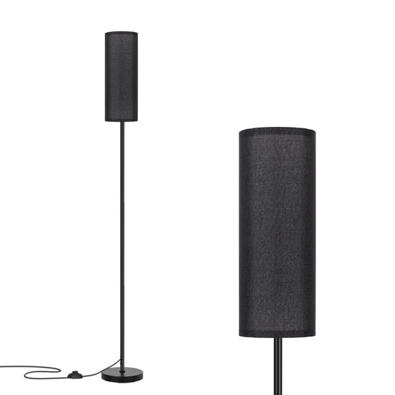 67” Floor Lamp, Pole with Foot Switch (No Remote), Standing Lamp with Black Linen Shade, Minimalist Freestanding Lamp (Bulb Not Included), for Living Room, Bedroom Office