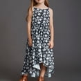 thumbnail image 3 of Long Dresses for Girls Size 10 Floral Sleeveless Aline Swing Flowy Party Cami Dress Beach Holiday Summer Casual Outfits Navy 6 Years, 3 of 7
