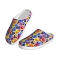 thumbnail image 2 of Daiia The Garden Tricolor Pansy Flower Print Women’s Fuzzy Slippers Memory Foam Lightweight House Shoes Cozy Loafer Flannel House Shoes-44/45, 2 of 7