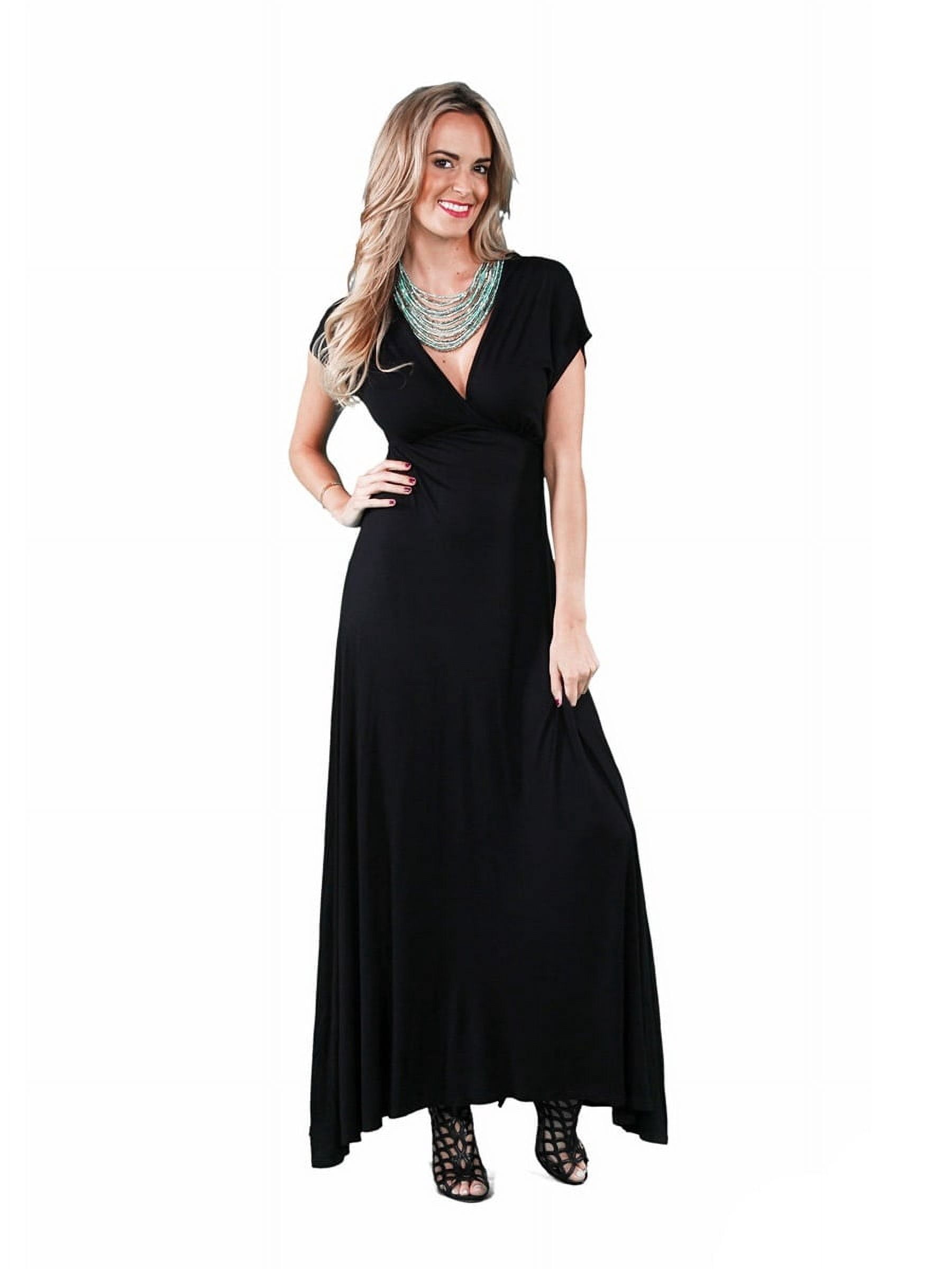 24/7 Comfort Apparel Women's Faux Wrap Maxi Dress