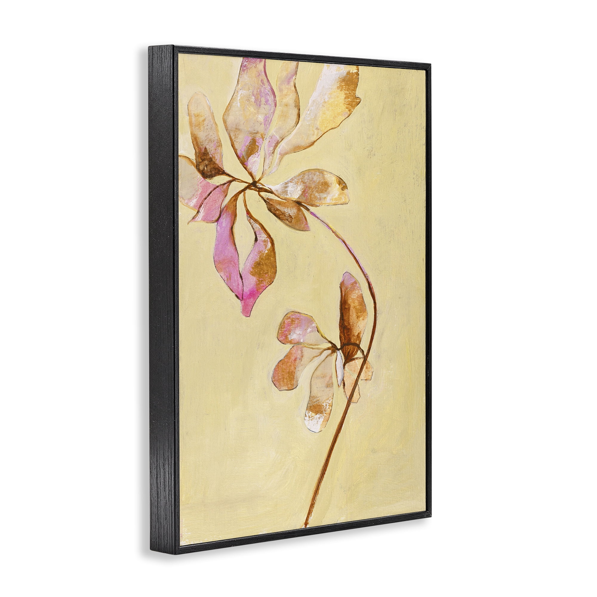 Stupell Industries Rustic Petals Impression Botanical & Floral Painting Black Framed Art Print Wall Art, 12 x 18