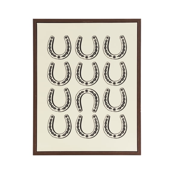 Crystal Art Gallery 15x19 Texas Horseshoes Canvas Framed Wall Art Decor, Rustic Farmhouse Americana Lucky Horseshoe Wall Decor for Home