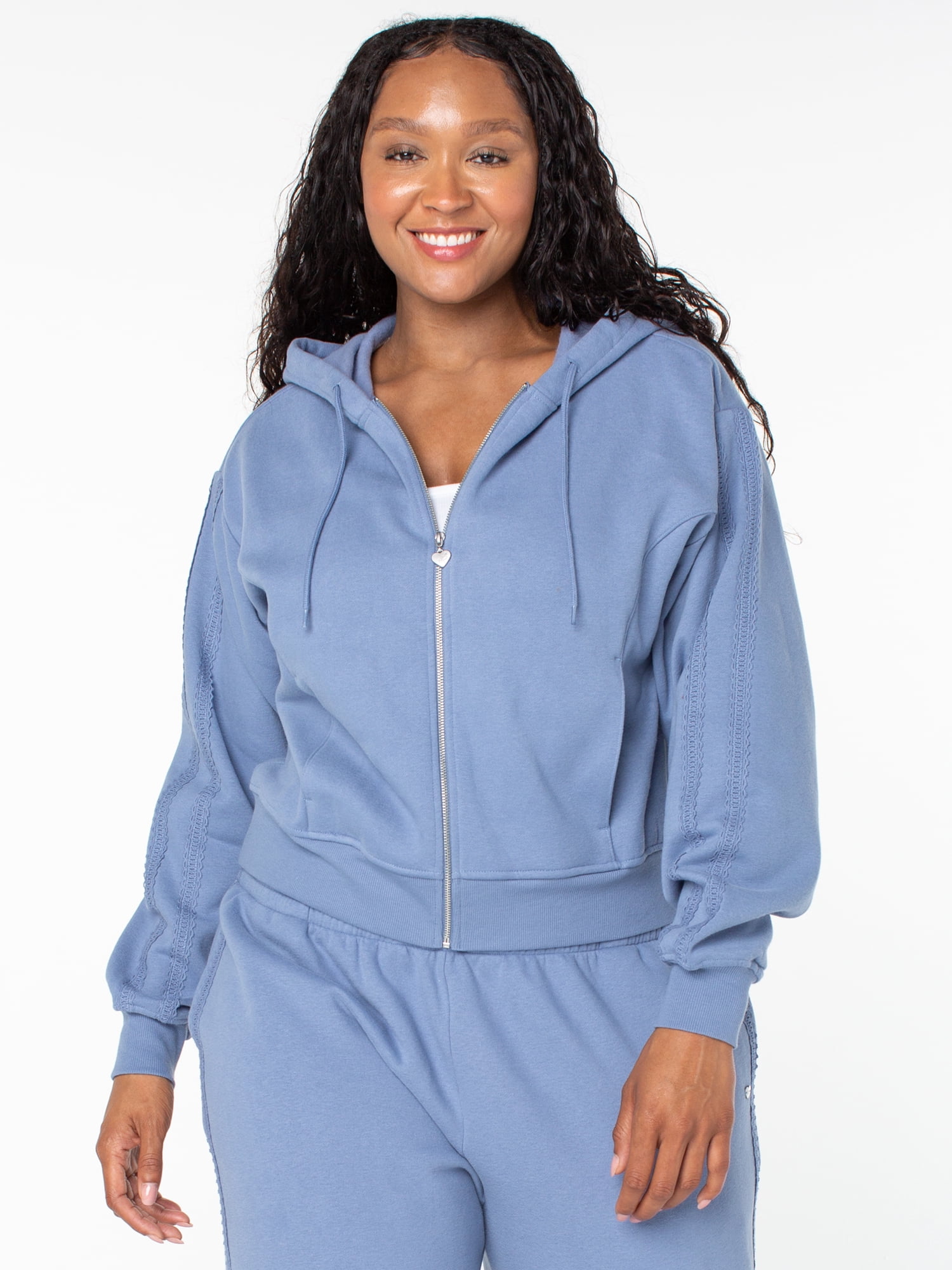 Celebrity Pink Women's and Women's Plus Zip Front Fleece Hoodie Sweatshirt, Sizes XS-4X