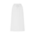 thumbnail image 4 of Womens Plus Size Petite Sport Knit Side-Slit Skirt Cotton Skirts Trendy Elastic Waist Drawstring Long Skirts with Slit, 4 of 7