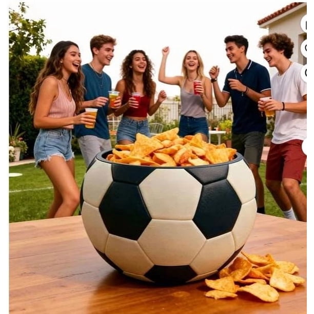Cesta para palomitas de maíz con forma de balón de fútbol y maceta | Soporte para aperitivos para la noche de cine | Jarrón decorativo para el hogar y el jardín con temática deportiva
