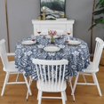 thumbnail image 2 of Blue Pioneer Flower and Paisley Pattern Round Tablecloth 60"x60",Wrinkle Wipeable Table Cloth for Kitchen Dining Room Picnic Patio Party, 2 of 6