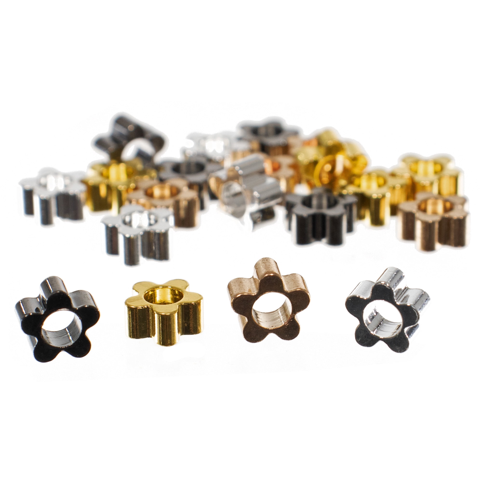 Craft County Plum Flower Bead Multipacks - 6mm Beads for DIY Jewelry and Crafting - Many Colors and Pack Sizes Available