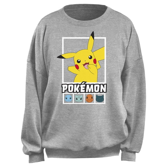 Junior's Pokemon Classic Square Portraits Sweatshirt Heather Gray Medium