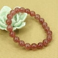 thumbnail image 3 of Natural A Grade Strawberry Quartz Gemstone 8mm Round Beads Stretch Bracelet 7" Unisex, 3 of 5