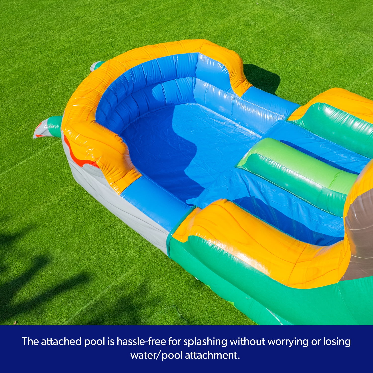 HeroKiddo T-Rex Adventure 12’ Tall Dual Lane Backload Inflatable Water Slide with Attached Pool, Dinosaur Theme, for Kids and Adults, Commercial Grade PVC Vinyl, Outdoor Backyard Fun, Blower included