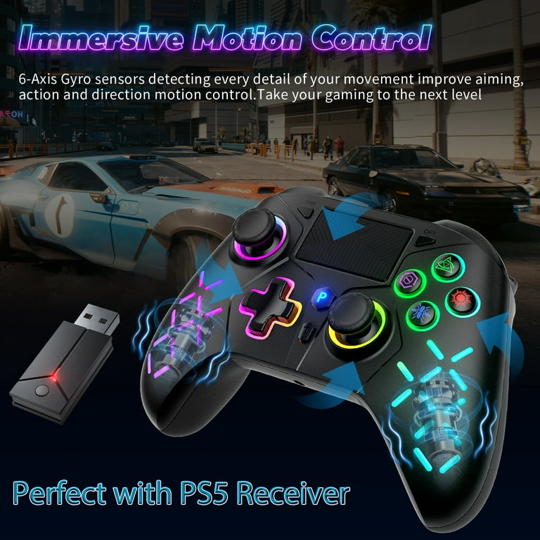 POWTREE Wireless Controller, RGB Lights, Bluetooth 5.3